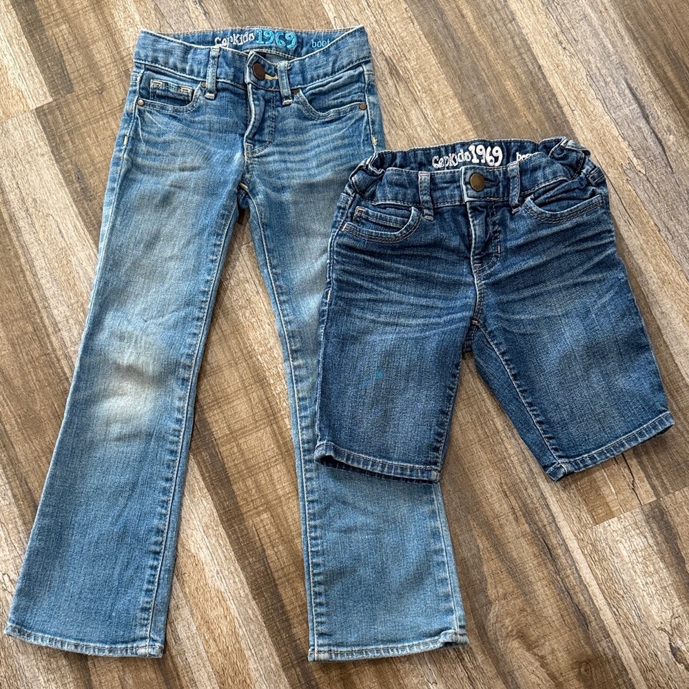Gap Kids Blue Bootcut Denim Jeans & dark blue Bermuda shorts size 5